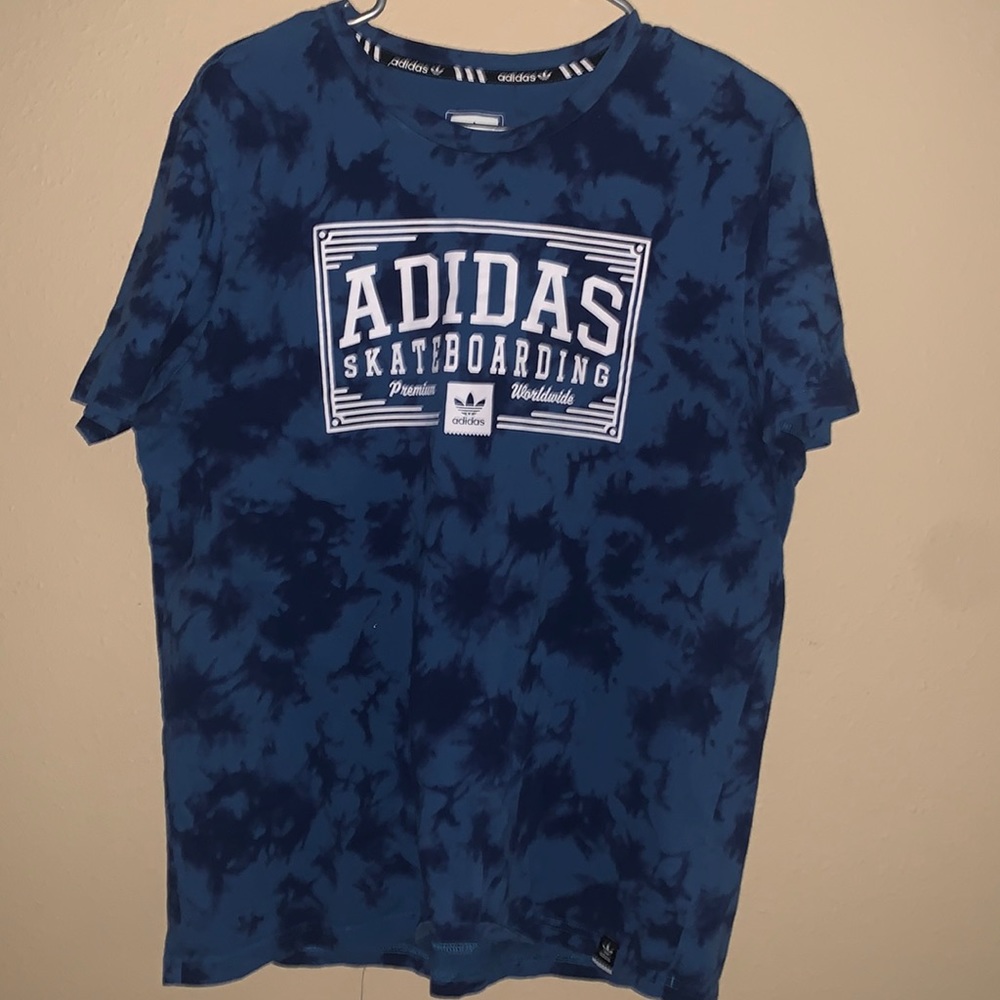 Blue tie dye adidas tee